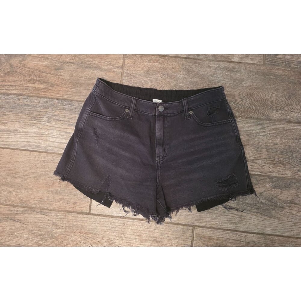 Aerie American Eagle Black Lightweight Soft Denim Shorts Distressed M Stretch